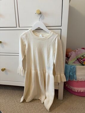 Gap Kids Sweater Dress Girls 5 Cream Bell Sleeve Cozy Knit Winter